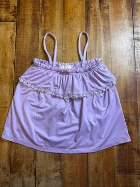 Btween tank top purple size 5 summer lace trim lightweight summer beach